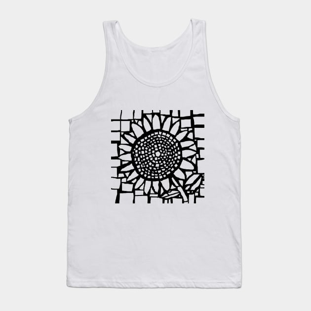 Mosaic Sunflower Monochrome Tank Top by ellenhenryart